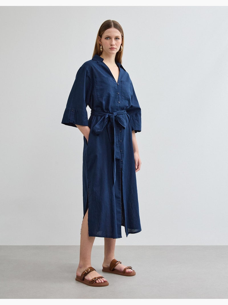Vestido de lino, MO Fashion Azul - Kiabi