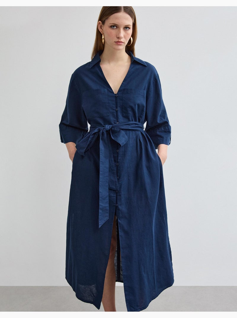 Vestido de lino, MO Fashion Azul - Kiabi