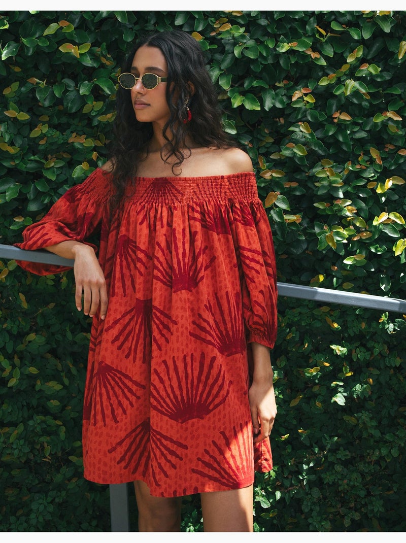 Vestido de lino, mo fashion Rojo - Kiabi