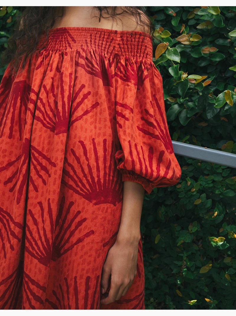 Vestido de lino, mo fashion Rojo - Kiabi