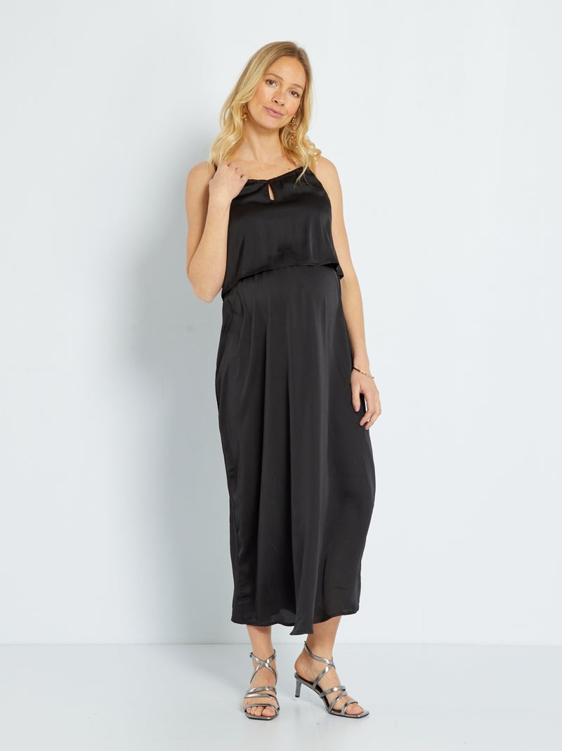 Vestido de lino premamá Negro - Kiabi