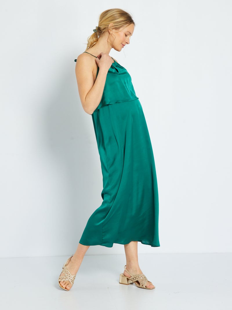 Vestido de lino premamá VERDE - Kiabi
