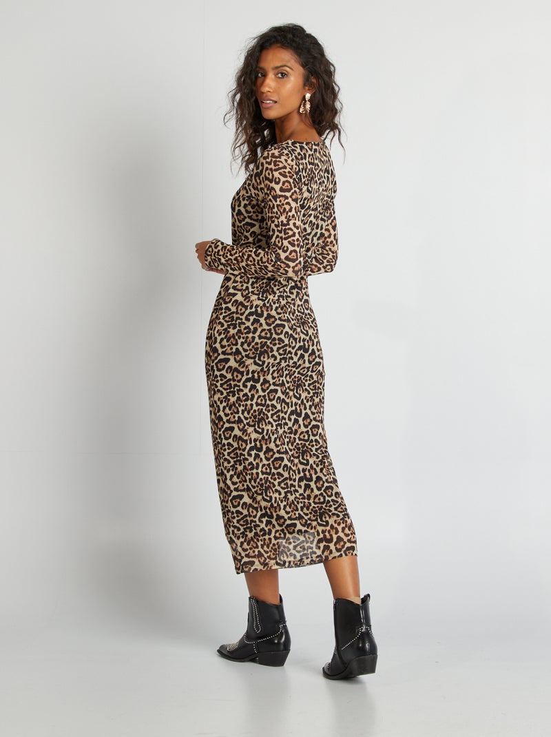 Vestido de malla estampado MARRON - Kiabi