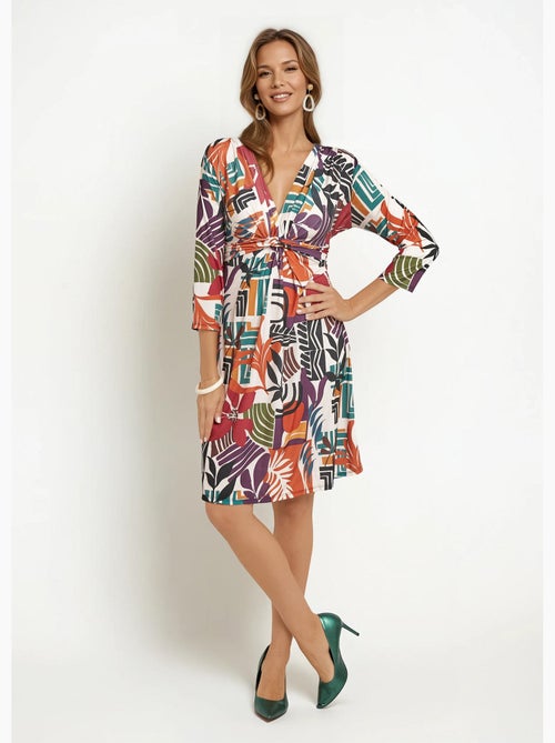 Vestido de manga 3/4 con estampado étnico - Afibel - Kiabi