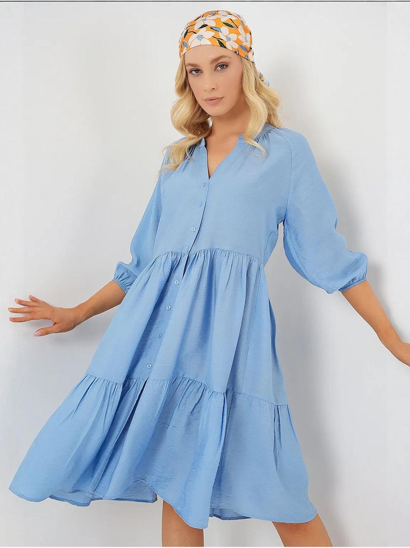 Vestido de manga corta abotonado bdart Azul - Kiabi
