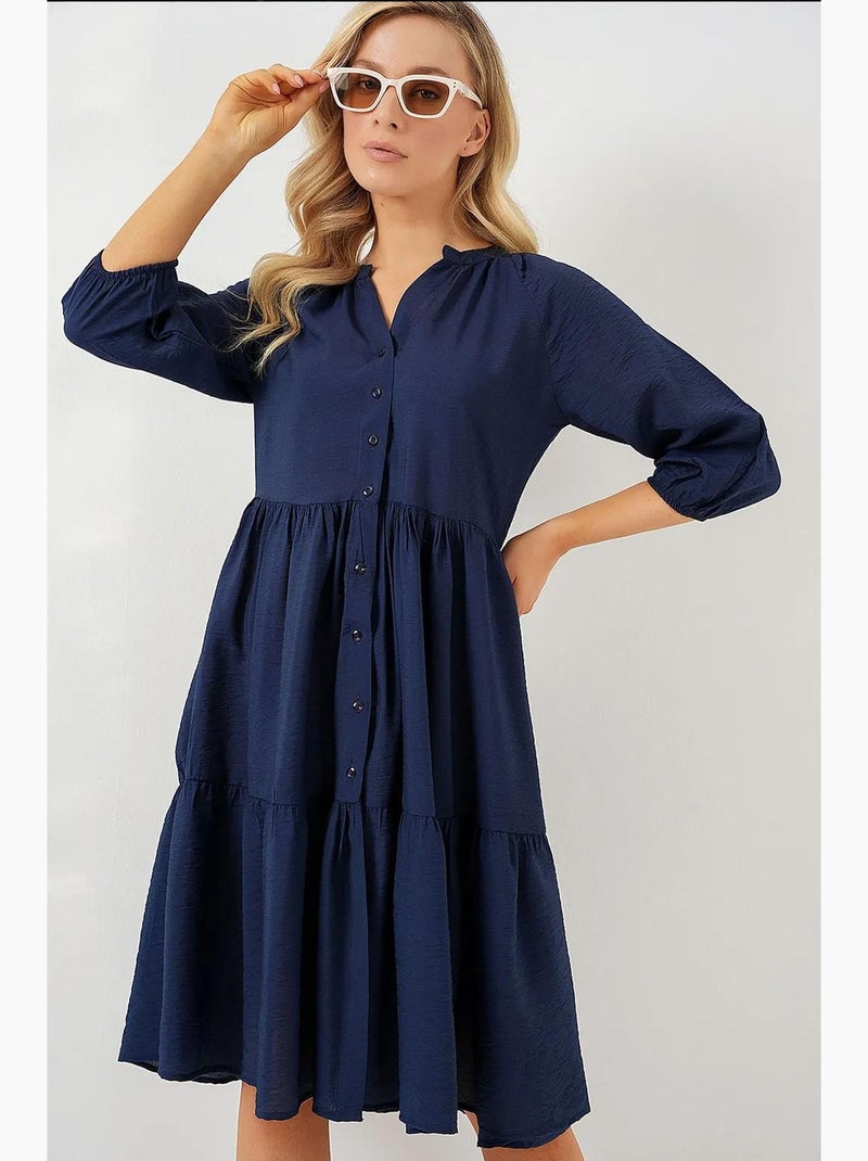 Vestido de manga corta abotonado bdart Azul marino - Kiabi
