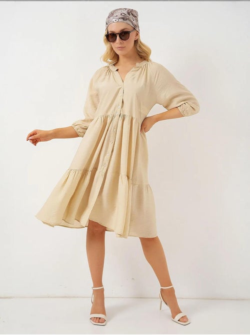 Vestido de manga corta abotonado bdart - Kiabi