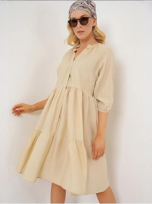 Vestido de manga corta abotonado bdart - Kiabi