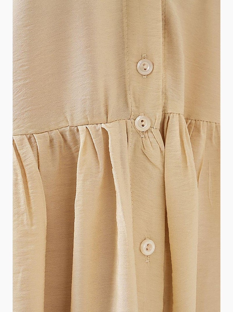 Vestido de manga corta abotonado bdart Crema - Kiabi