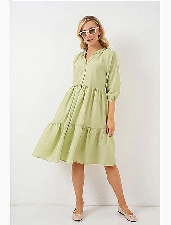 Vestido de manga corta abotonado bdart