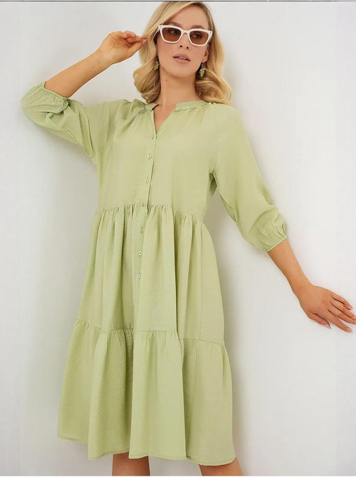 Vestido de manga corta abotonado bdart - Kiabi