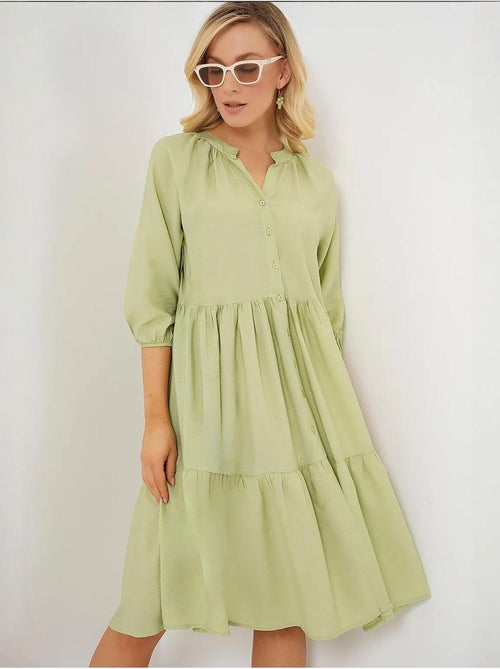 Vestido de manga corta abotonado bdart - Kiabi