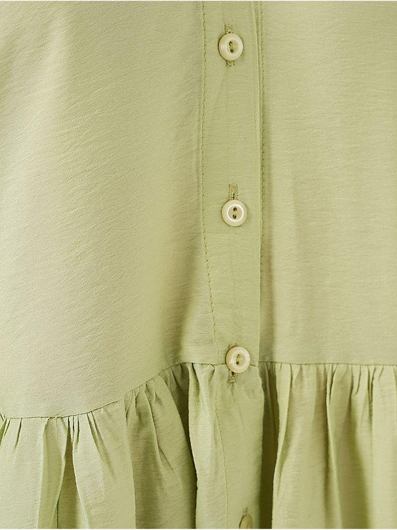 Vestido de manga corta abotonado bdart Verde esmeralda - Kiabi