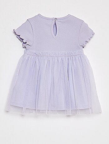 Vestido de manga corta con bajo de tul