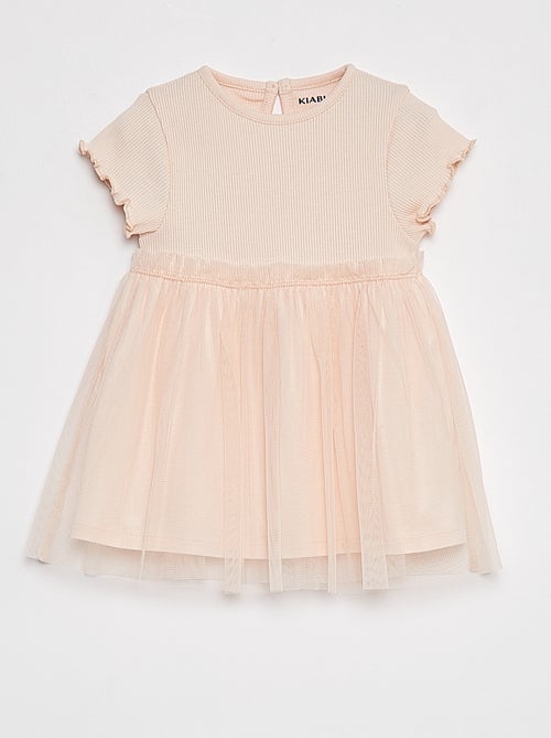 Vestido de manga corta con bajo de tul - Kiabi