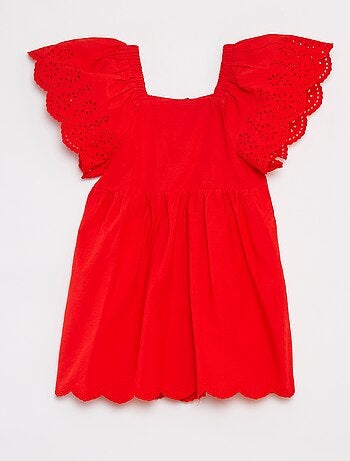 Vestido de manga corta con bordado inglés