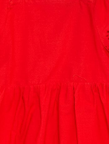 Vestido de manga corta con bordado inglés