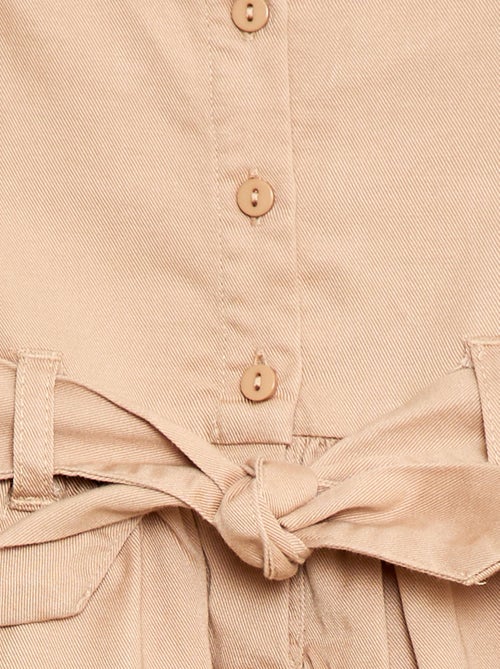 Vestido de manga corta con cinturón para anudar - Kiabi