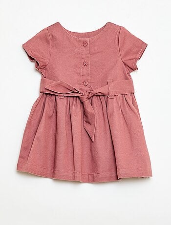 Vestido de manga corta con cinturón para anudar