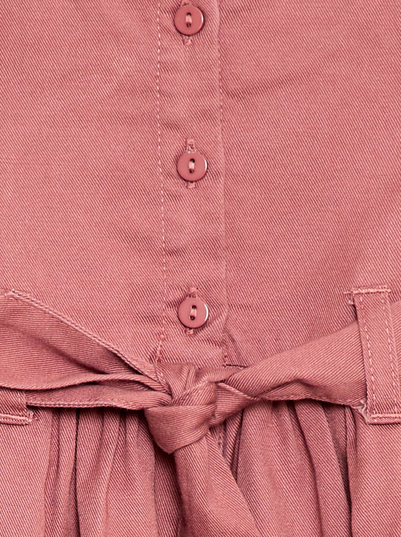 Vestido de manga corta con cinturón para anudar Rosa - Kiabi