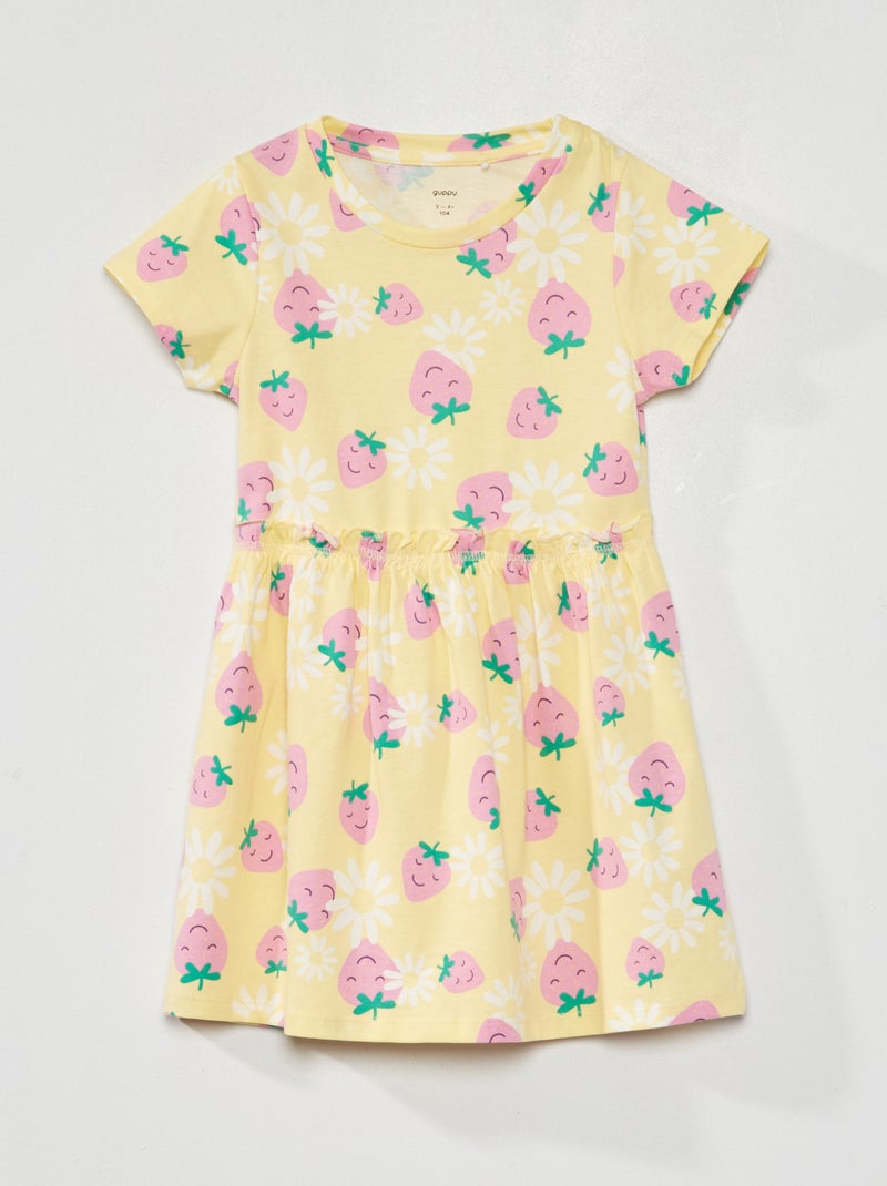 Vestido de manga corta con estampado AMARILLO - Kiabi