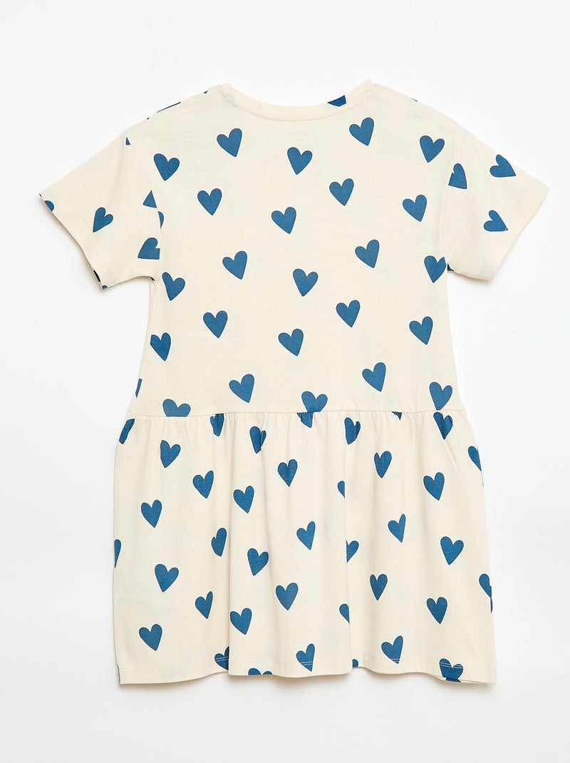 Vestido de manga corta con estampado Beige - Kiabi