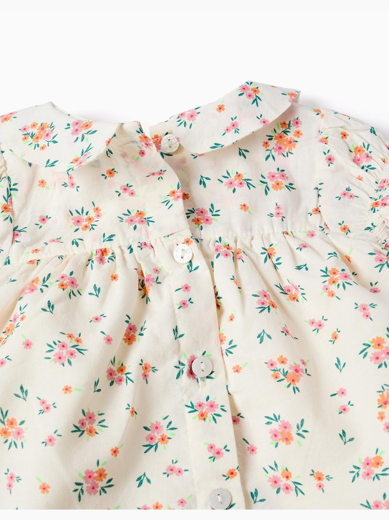 Vestido de manga corta con estampado floral Beige claro - Kiabi
