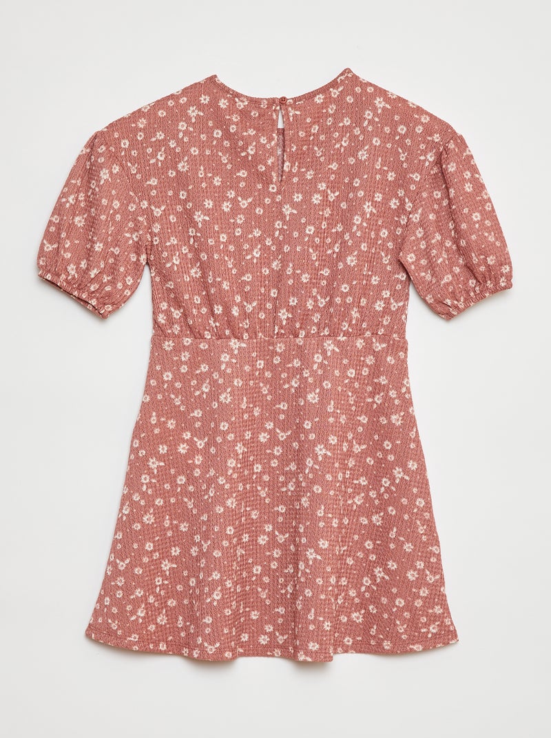 Vestido de manga corta con estampado ROSA - Kiabi