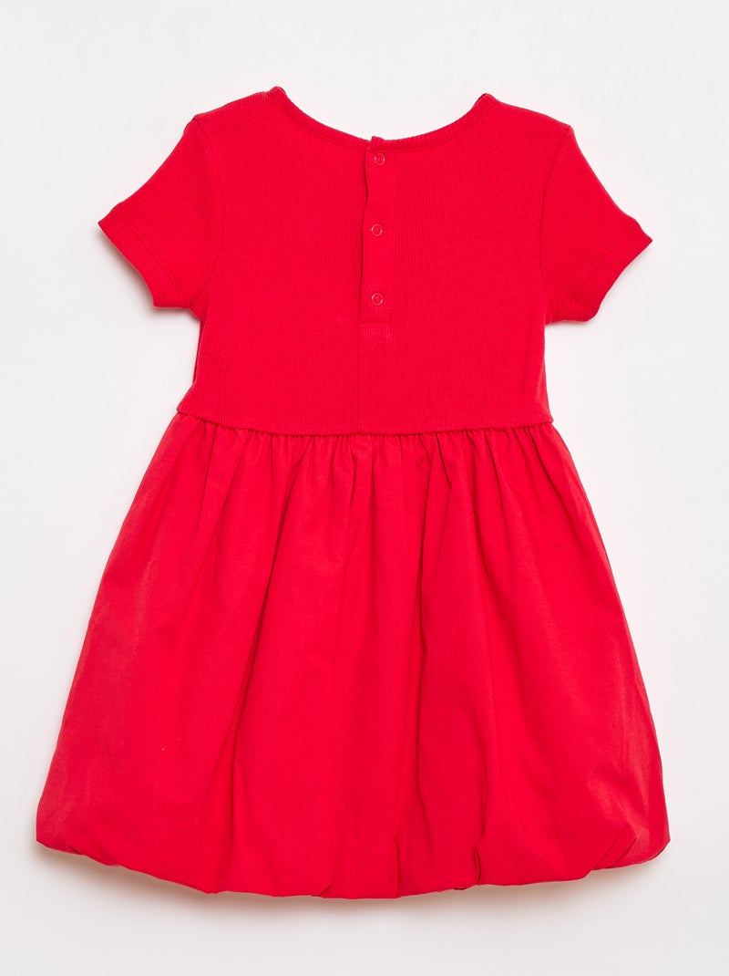 Vestido de manga corta con forma de globo Rojo - Kiabi