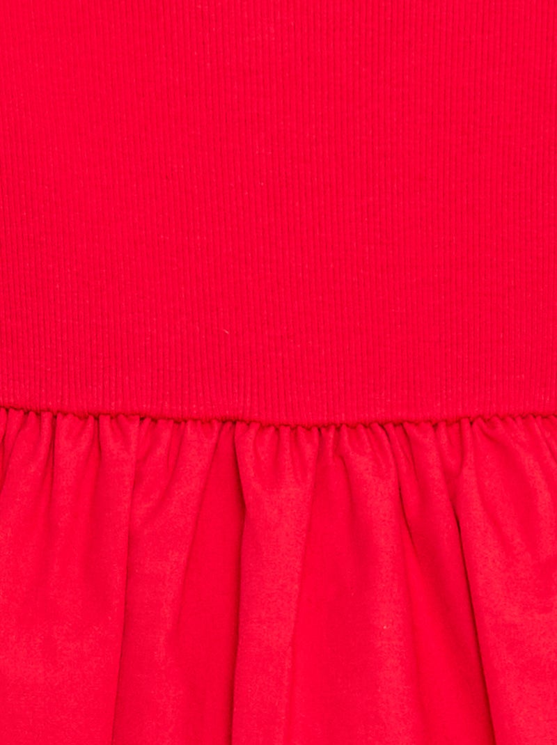 Vestido de manga corta con forma de globo Rojo - Kiabi