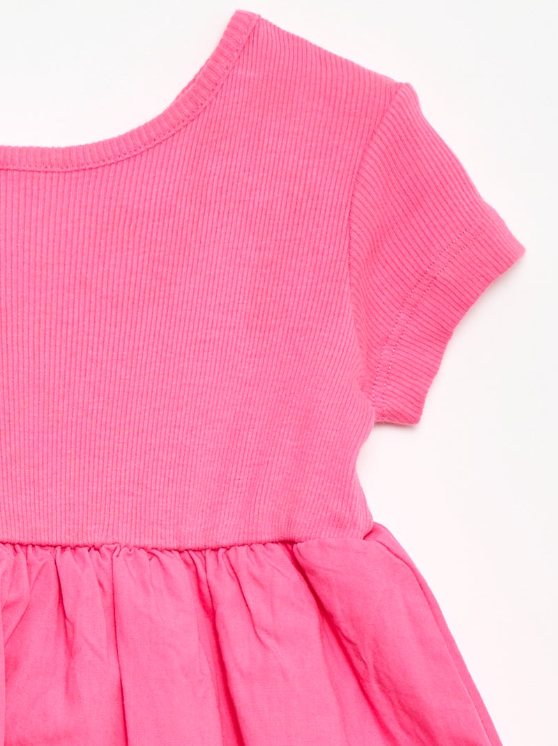 Vestido de manga corta con forma de globo Rosa - Kiabi