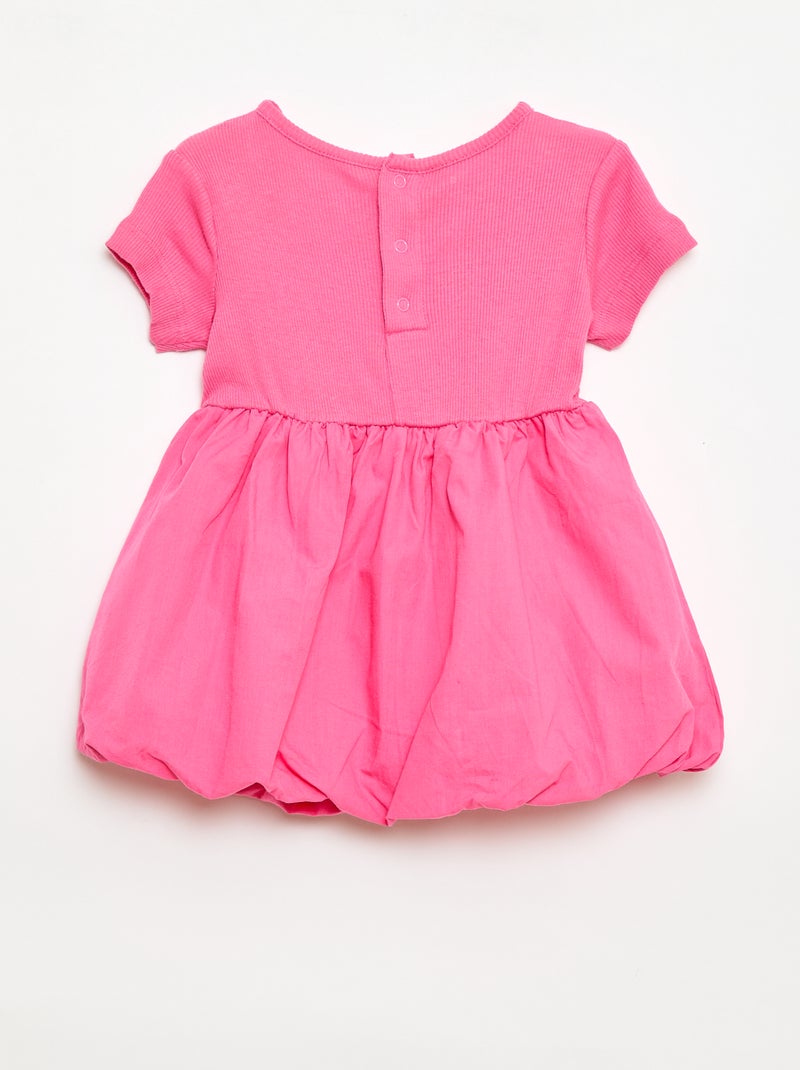 Vestido de manga corta con forma de globo Rosa - Kiabi