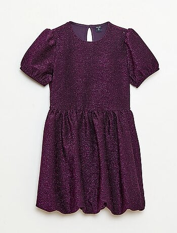 Vestido de manga corta con lentejuelas integrales