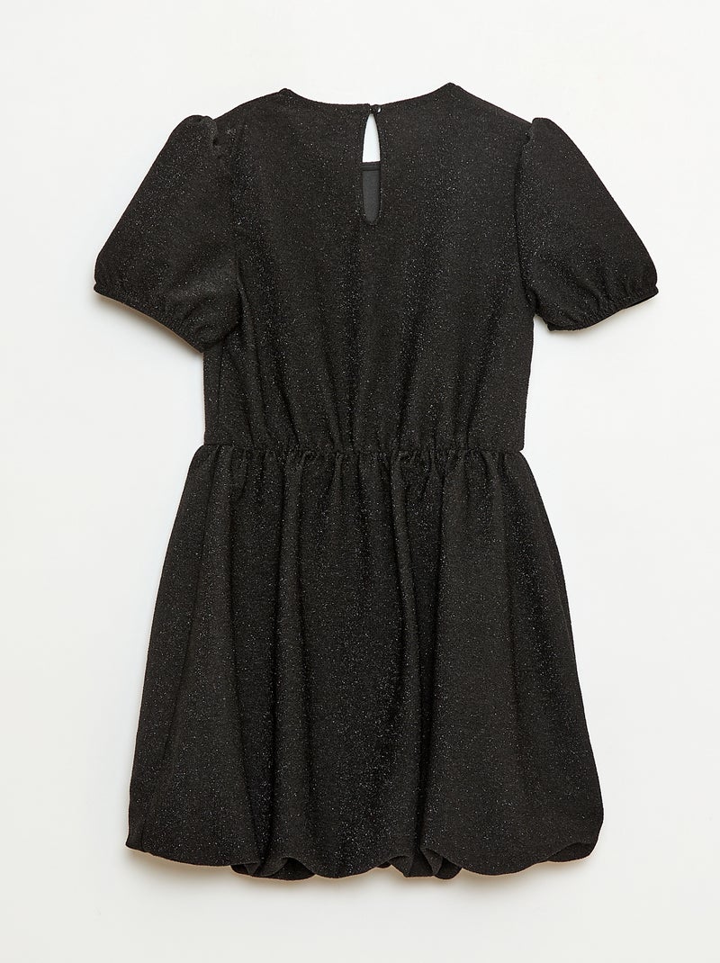 Vestido de manga corta con lentejuelas integrales Negro - Kiabi