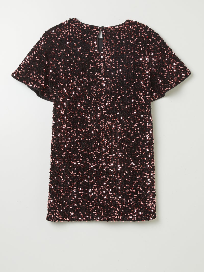 Vestido de manga corta con lentejuelas ROSA - Kiabi