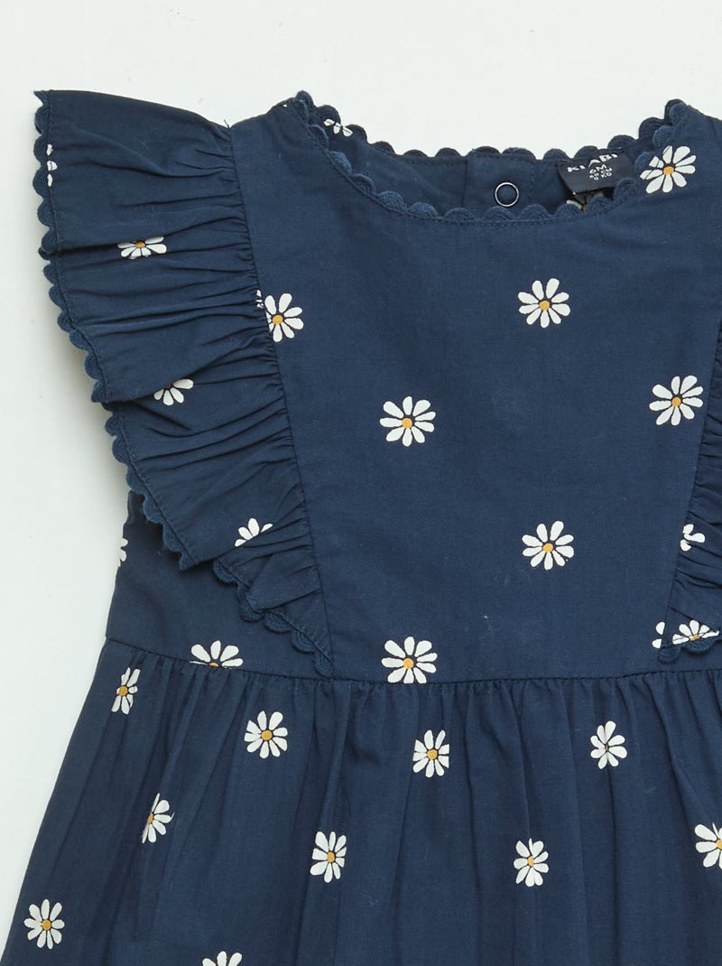 Vestido de manga corta con volantes Azul - Kiabi