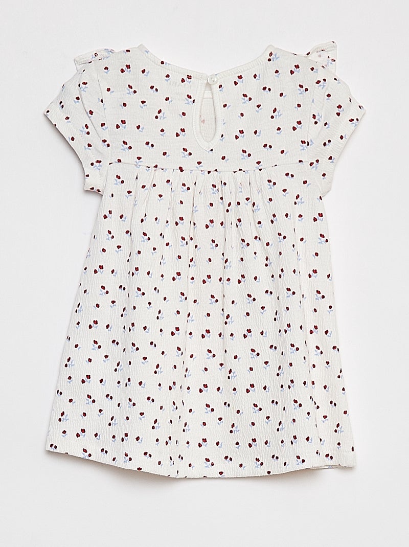 Vestido de manga corta con volantes BLANCO - Kiabi