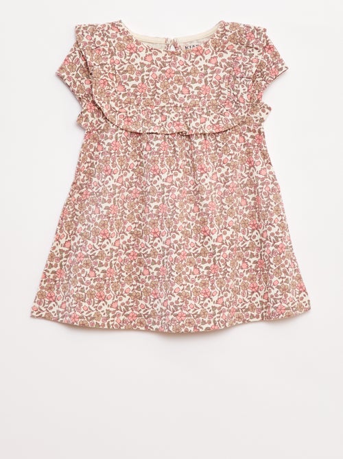 Vestido de manga corta con volantes - Kiabi