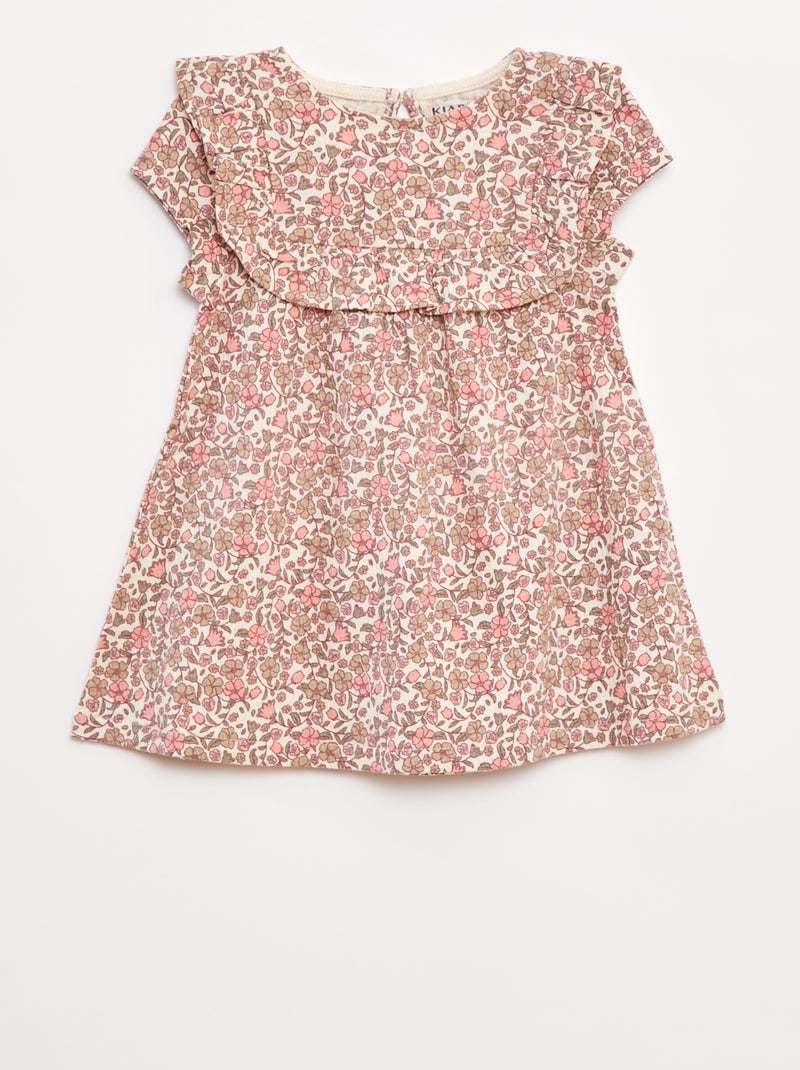 Vestido de manga corta con volantes Blanco - Kiabi