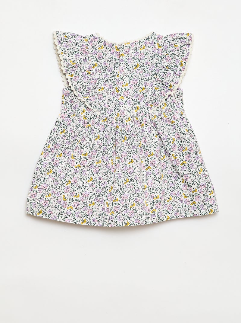 Vestido de manga corta con volantes Blanco - Kiabi