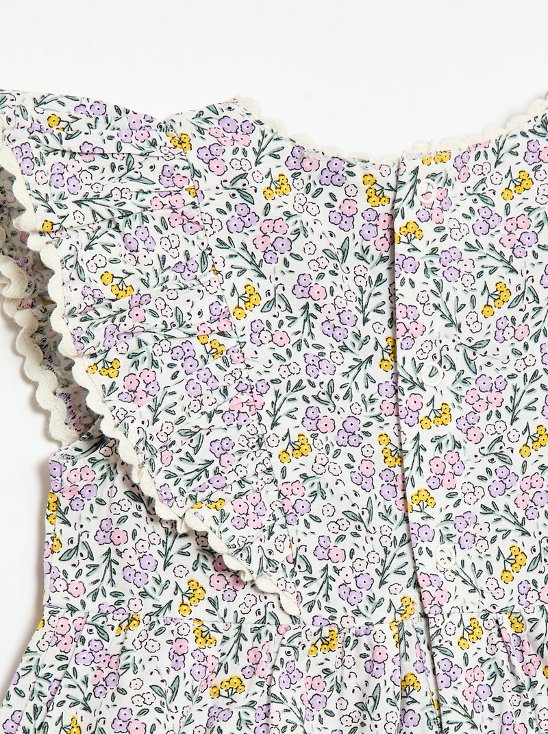 Vestido de manga corta con volantes Blanco - Kiabi