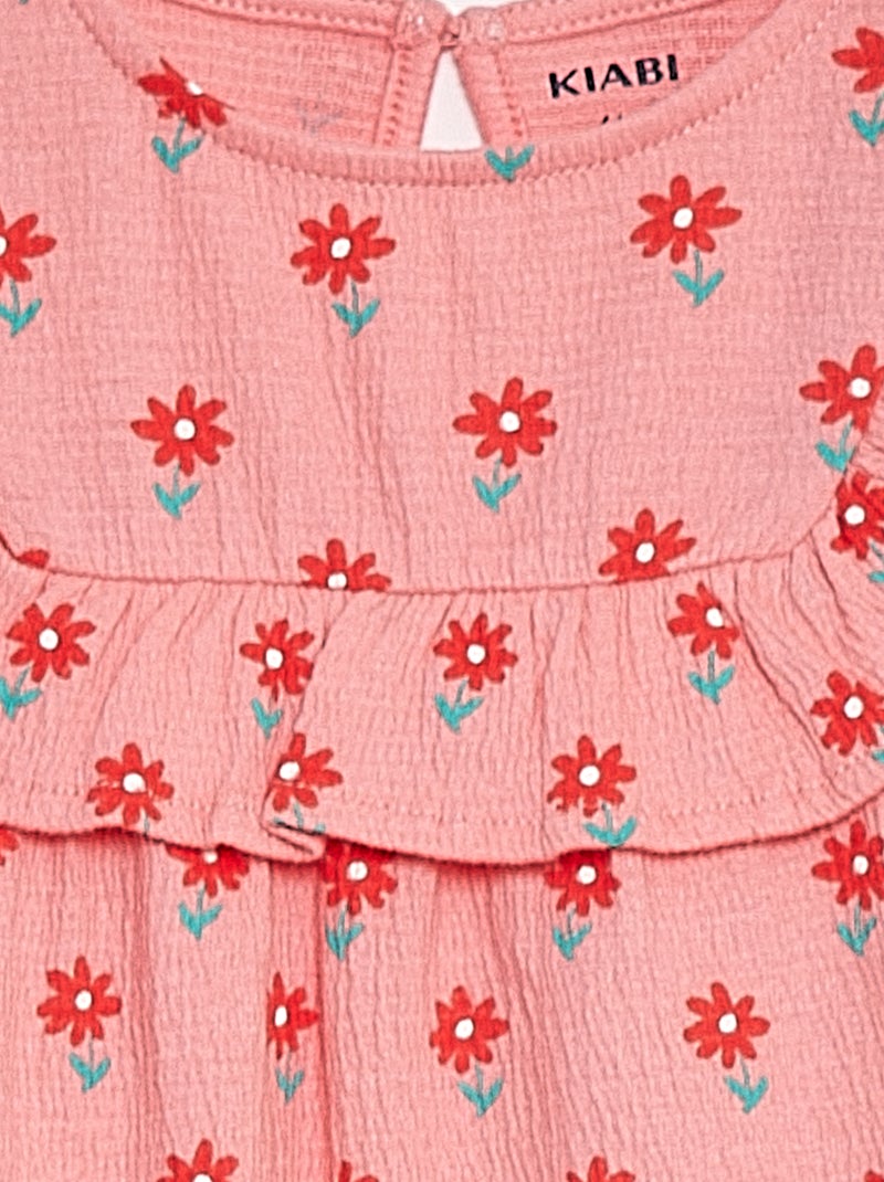 Vestido de manga corta con volantes ROSA - Kiabi