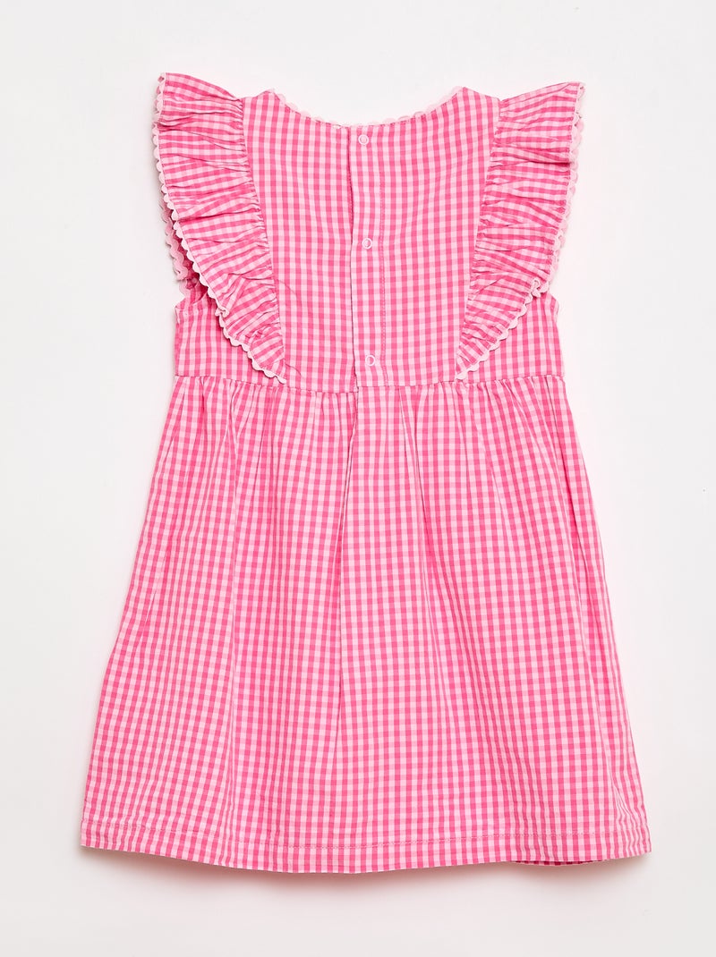 Vestido de manga corta con volantes Rosa - Kiabi