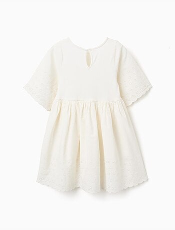 Vestido de manga corta de algodón con bordado inglés
