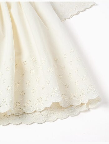 Vestido de manga corta de algodón con bordado inglés