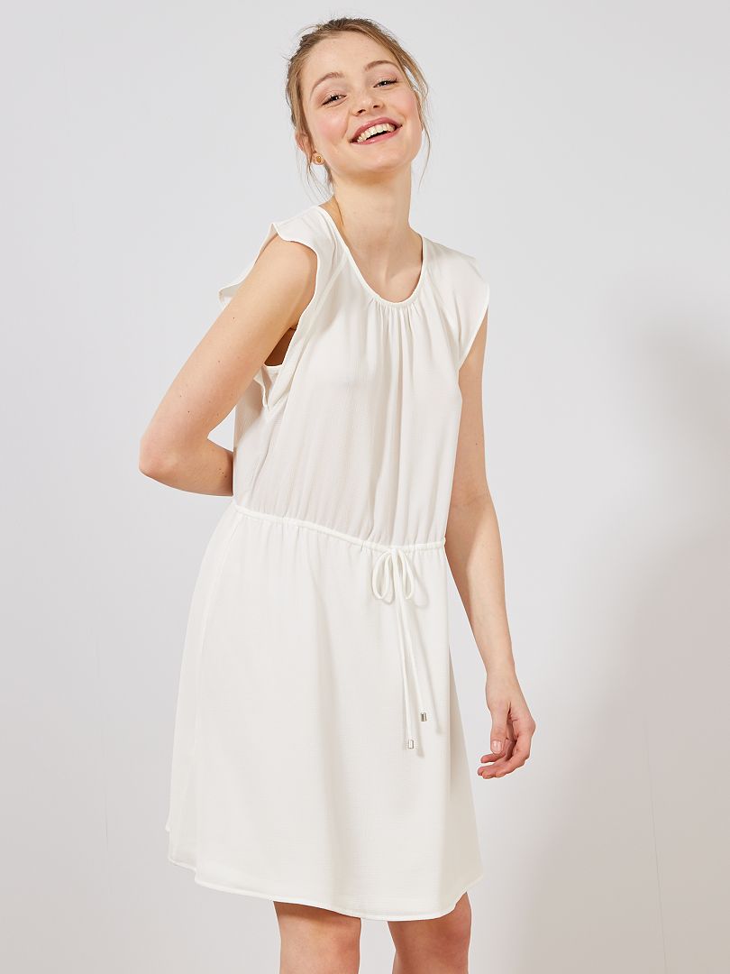 Vestido de manga corta de mariposa Blanco - Kiabi