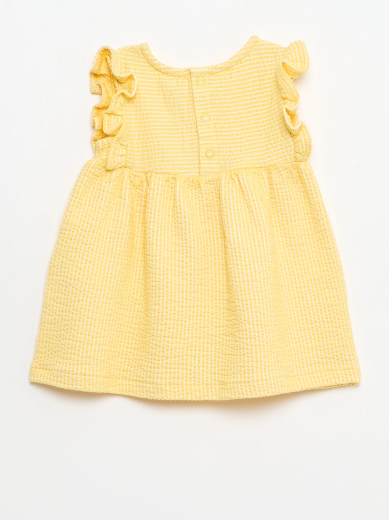 Vestido de manga corta de punto acanalado Amarillo - Kiabi