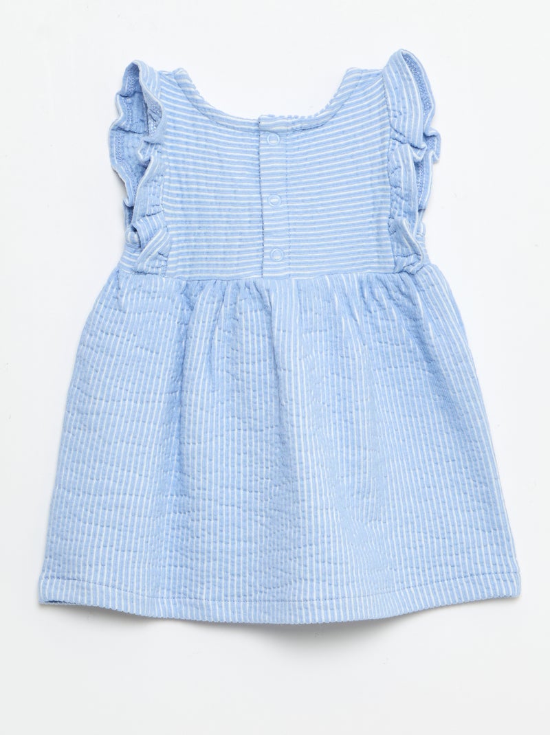 Vestido de manga corta de punto acanalado Azul - Kiabi