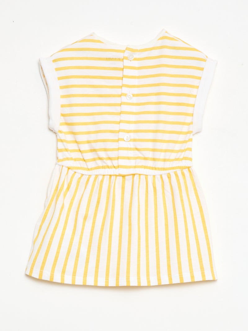 Vestido de manga corta en punto de algodón Amarillo - Kiabi