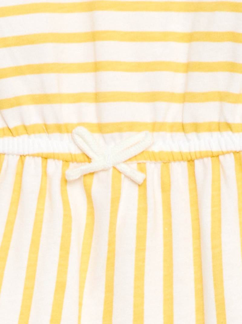 Vestido de manga corta en punto de algodón Amarillo - Kiabi